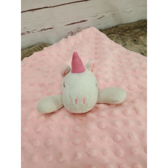 Crevent Soft Pink Unicorn Baby Security Blanket‎ Lovey Plush Head Dotted Texture - Picture 4 of 9